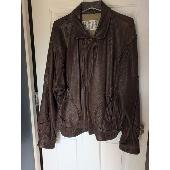 Jackets & Blazers - Vintage Expedition Leather Bomber‎ Jacket Made in Korea Brown XL,Incredibly Soft